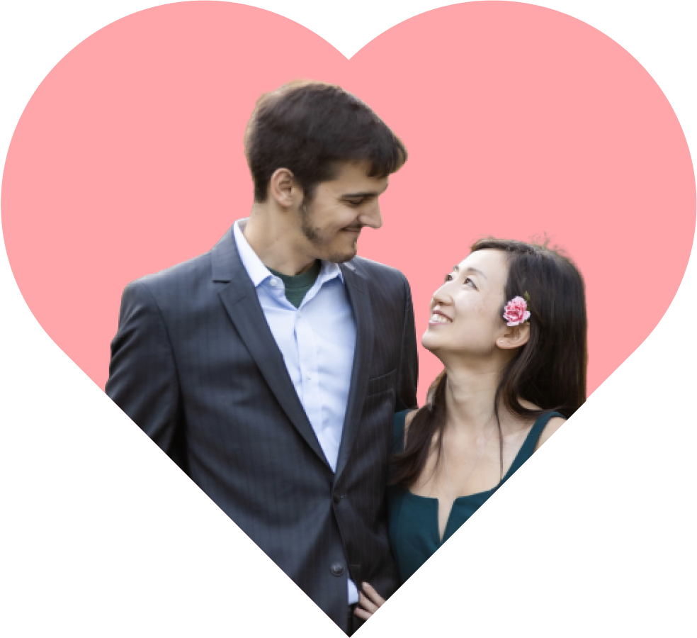 the word love with picture of the couple inside of the o